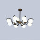Minimalist Globe Down Lighting Milky Glass 12 Lights Living Room Pendant Chandelier in Black Clearhalo 'Ceiling Lights' 'Chandeliers' 'Glass shade' 'Glass' 'Modern Chandeliers' 'Modern' 'Pendant Lights' Lighting' 520400