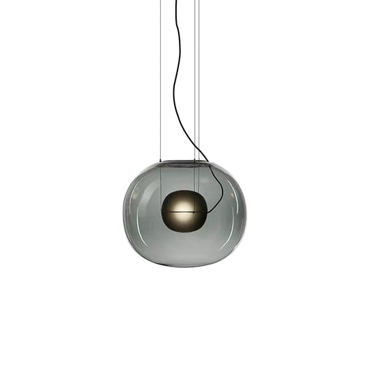 Globe Hanging Light Fixture Modern Smoke Gray/Clear Glass 1 Head Dining Room Pendant Light Kit Clearhalo 'Ceiling Lights' 'Chandeliers' 'Glass shade' 'Glass' 'Modern Pendants' 'Modern' 'Pendant Lights' 'Pendants' Lighting' 520410