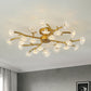 Floral Semi Flushmount Lighting Contemporary Metallic 24-Light Bedroom Flush Ceiling Lamp in Brass Clearhalo 'Ceiling Lights' 'Close To Ceiling Lights' 'Close to ceiling' 'Semi-flushmount' Lighting' 520532