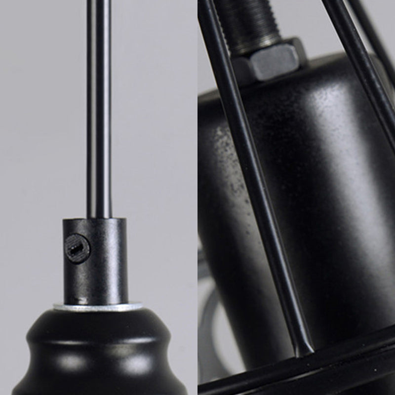 Vintage Lantern Pendant Lighting with Wire Net Shade 1 Light Metal Ceiling Light Fixture with Adjustable Cord in Black Clearhalo 'Art Deco Pendants' 'Black' 'Cast Iron' 'Ceiling Lights' 'Ceramic' 'Crystal' 'Industrial Pendants' 'Industrial' 'Metal' 'Middle Century Pendants' 'Pendant Lights' 'Pendants' 'Rustic Pendants' 'Tiffany' Lighting' 5207