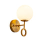 Minimalist 1 Light Sconce Lighting with Cream Glass Shade Brass Global Wall Mounted Lamp Clearhalo 'Cast Iron' 'Glass' 'Industrial' 'Modern wall lights' 'Modern' 'Tiffany' 'Traditional wall lights' 'Wall Lamps & Sconces' 'Wall Lights' Lighting' 520723