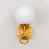 Minimalist 1 Light Sconce Lighting with Cream Glass Shade Brass Global Wall Mounted Lamp Clearhalo 'Cast Iron' 'Glass' 'Industrial' 'Modern wall lights' 'Modern' 'Tiffany' 'Traditional wall lights' 'Wall Lamps & Sconces' 'Wall Lights' Lighting' 520724