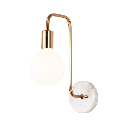 Gold Sphere Sconce Light Fixture Modernism 1-Head Cream Glass Wall Mounted Lamp with Right Angle Arm Clearhalo 'Cast Iron' 'Glass' 'Industrial' 'Modern wall lights' 'Modern' 'Tiffany' 'Traditional wall lights' 'Wall Lamps & Sconces' 'Wall Lights' Lighting' 520733