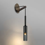 Tube Stairway Sconce Light Fixture Black Glass 1-Light Modernist Wall Mount Lamp with Suspending Cord Clearhalo 'Cast Iron' 'Glass' 'Industrial' 'Modern wall lights' 'Modern' 'Tiffany' 'Traditional wall lights' 'Wall Lamps & Sconces' 'Wall Lights' Lighting' 520754