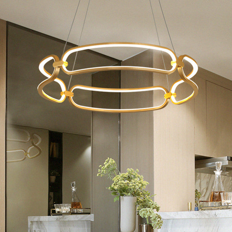 Bracelet Metal Chandelier Lamp Modern 1 Light Gold Led Ceiling Pendant Light in White/Warm Light Gold Clearhalo 'Ceiling Lights' 'Chandeliers' 'Modern Chandeliers' 'Modern' Lighting' 520787