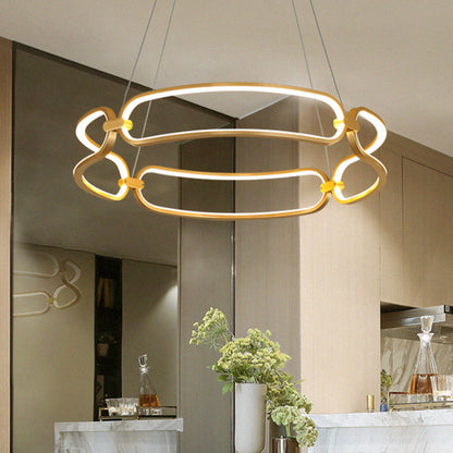 Bracelet Metal Chandelier Lamp Modern 1 Light Gold Led Ceiling Pendant Light in White/Warm Light Gold Clearhalo 'Ceiling Lights' 'Chandeliers' 'Modern Chandeliers' 'Modern' Lighting' 520787
