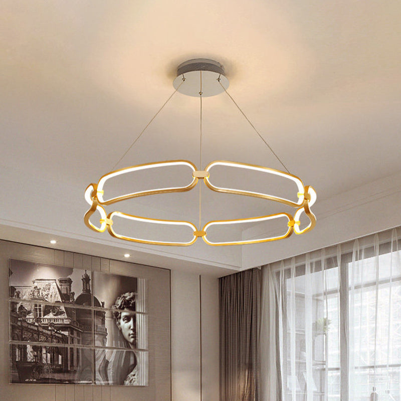 Bracelet Metal Chandelier Lamp Modern 1 Light Gold Led Ceiling Pendant Light in White/Warm Light Clearhalo 'Ceiling Lights' 'Chandeliers' 'Modern Chandeliers' 'Modern' Lighting' 520788