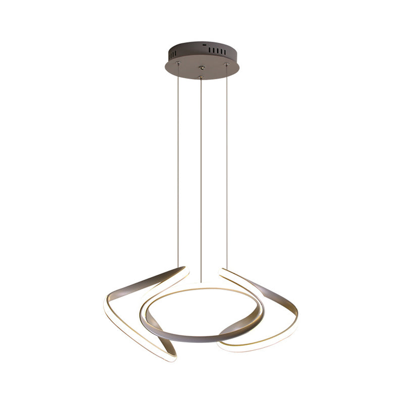 3/5/6 Lights Dining Room Chandelier with Wave Acrylic Shade Modern Grey Ceiling Pendant Light in White/Warm Light Clearhalo 'Ceiling Lights' 'Chandeliers' 'Modern Chandeliers' 'Modern' Lighting' 520855