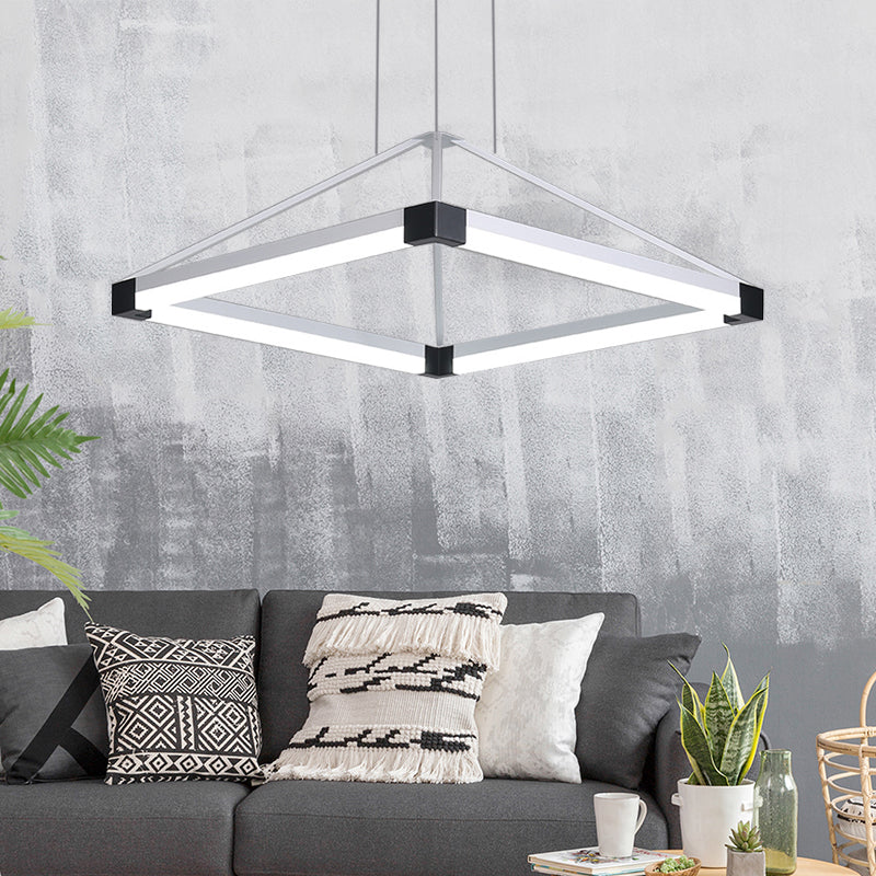 Acrylic Pyramid Shape Pendant Chandelier Contemporary Led 18"/23.5" Wide White/Coffee Hanging Lamp Fixture in White/Warm Light White Clearhalo 'Ceiling Lights' 'Chandeliers' 'Modern Chandeliers' 'Modern' Lighting' 520861