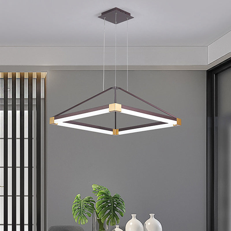 Acrylic Pyramid Shape Pendant Chandelier Contemporary Led 18"/23.5" Wide White/Coffee Hanging Lamp Fixture in White/Warm Light Coffee Clearhalo 'Ceiling Lights' 'Chandeliers' 'Modern Chandeliers' 'Modern' Lighting' 520866