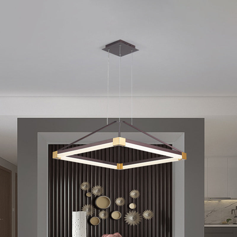 Acrylic Pyramid Shape Pendant Chandelier Contemporary Led 18"/23.5" Wide White/Coffee Hanging Lamp Fixture in White/Warm Light Clearhalo 'Ceiling Lights' 'Chandeliers' 'Modern Chandeliers' 'Modern' Lighting' 520867