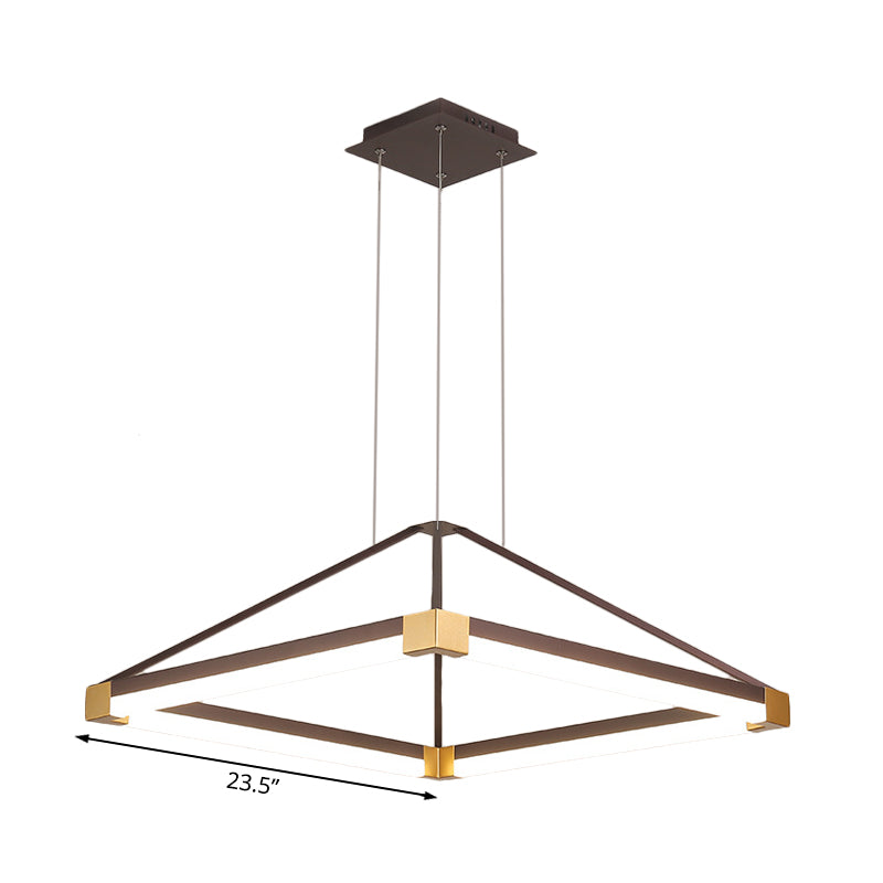 Acrylic Pyramid Shape Pendant Chandelier Contemporary Led 18"/23.5" Wide White/Coffee Hanging Lamp Fixture in White/Warm Light Clearhalo 'Ceiling Lights' 'Chandeliers' 'Modern Chandeliers' 'Modern' Lighting' 520870