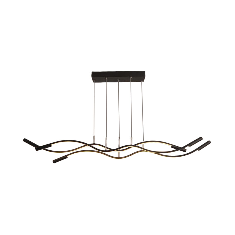 White/Black Waved Linear Chandelier Lighting Modernist 3 Lights Acrylic Led Ceiling Hung Lamp Fixture in White/Warm Light Clearhalo 'Ceiling Lights' 'Chandeliers' 'Modern Chandeliers' 'Modern' Lighting' 520883