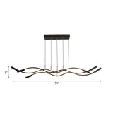 White/Black Waved Linear Chandelier Lighting Modernist 3 Lights Acrylic Led Ceiling Hung Lamp Fixture in White/Warm Light Clearhalo 'Ceiling Lights' 'Chandeliers' 'Modern Chandeliers' 'Modern' Lighting' 520884