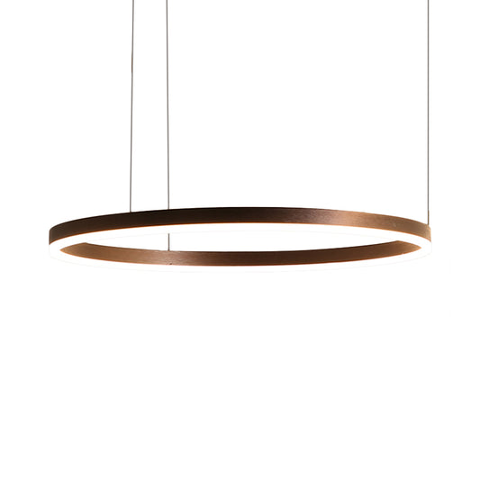 Coffee Circular Chandelier Lamp Modernist 1/3/4 Lights Metal Led Hanging Ceiling Light Fixture in White/Warm Light Clearhalo 'Ceiling Lights' 'Chandeliers' 'Modern Chandeliers' 'Modern' Lighting' 520938