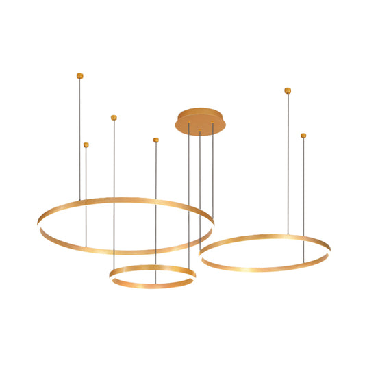 Gold Ring Pendant Chandelier Modern 2/3/4 Lights Acrylic Led Hanging Ceiling Light in White/Warm Light Clearhalo 'Ceiling Lights' 'Chandeliers' 'Modern Chandeliers' 'Modern' Lighting' 520946