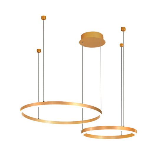 Gold Ring Pendant Chandelier Modern 2/3/4 Lights Acrylic Led Hanging Ceiling Light in White/Warm Light Clearhalo 'Ceiling Lights' 'Chandeliers' 'Modern Chandeliers' 'Modern' Lighting' 520950