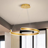 1/2/3 Lights Dining Room Chandelier with Ring Acrylic Shade Modern Gold Led Hanging Light Fixture in White/Warm Light 1 Gold Clearhalo 'Ceiling Lights' 'Chandeliers' 'Modern Chandeliers' 'Modern' Lighting' 520963