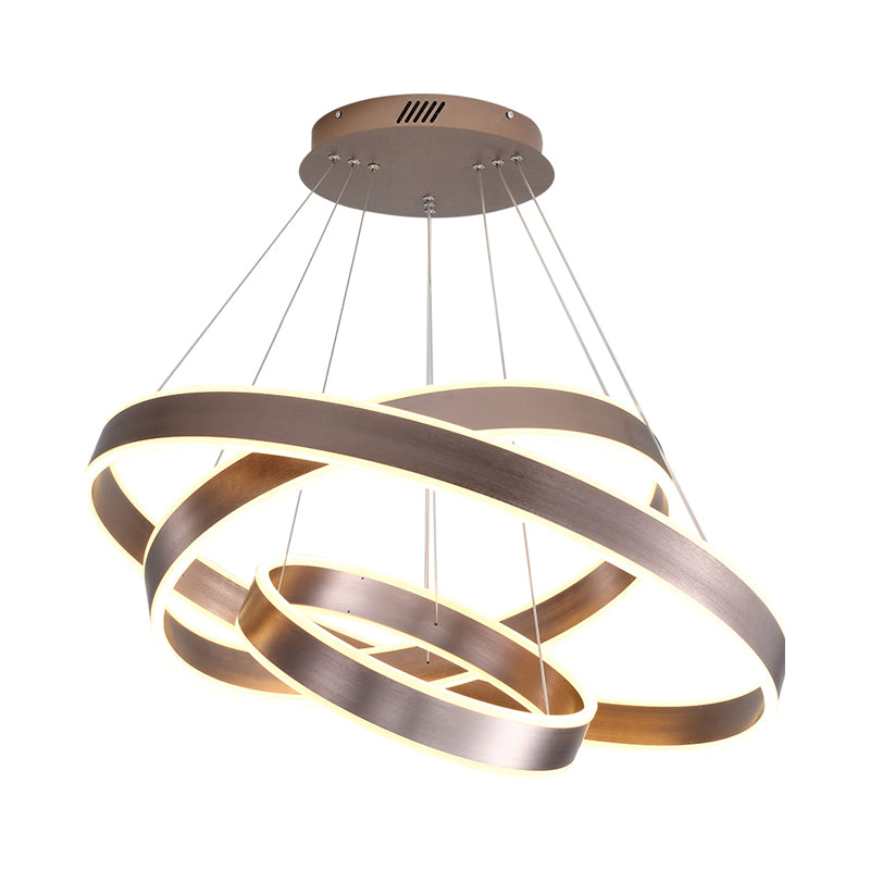 Modern Twisted Pendant Chandelier Acrylic 1/2/3 Lights Living Room Hanging Ceiling Light in Brown, Natural Light Clearhalo 'Ceiling Lights' 'Chandeliers' 'Modern Chandeliers' 'Modern' Lighting' 520969