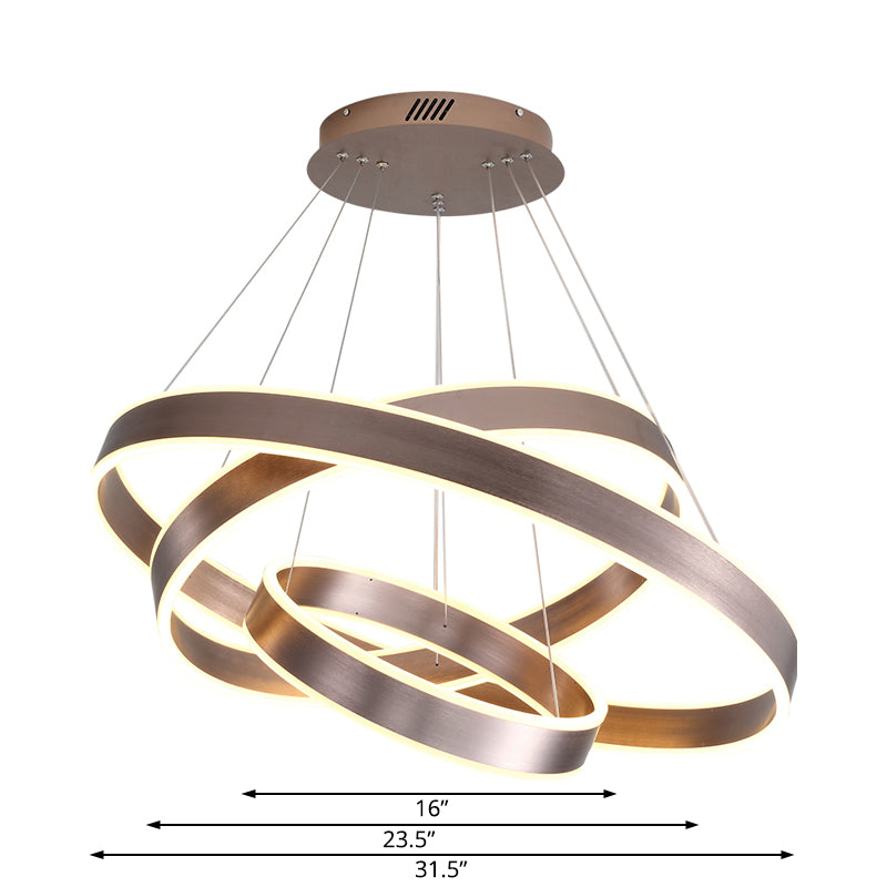 Modern Twisted Pendant Chandelier Acrylic 1/2/3 Lights Living Room Hanging Ceiling Light in Brown, Natural Light Clearhalo 'Ceiling Lights' 'Chandeliers' 'Modern Chandeliers' 'Modern' Lighting' 520970