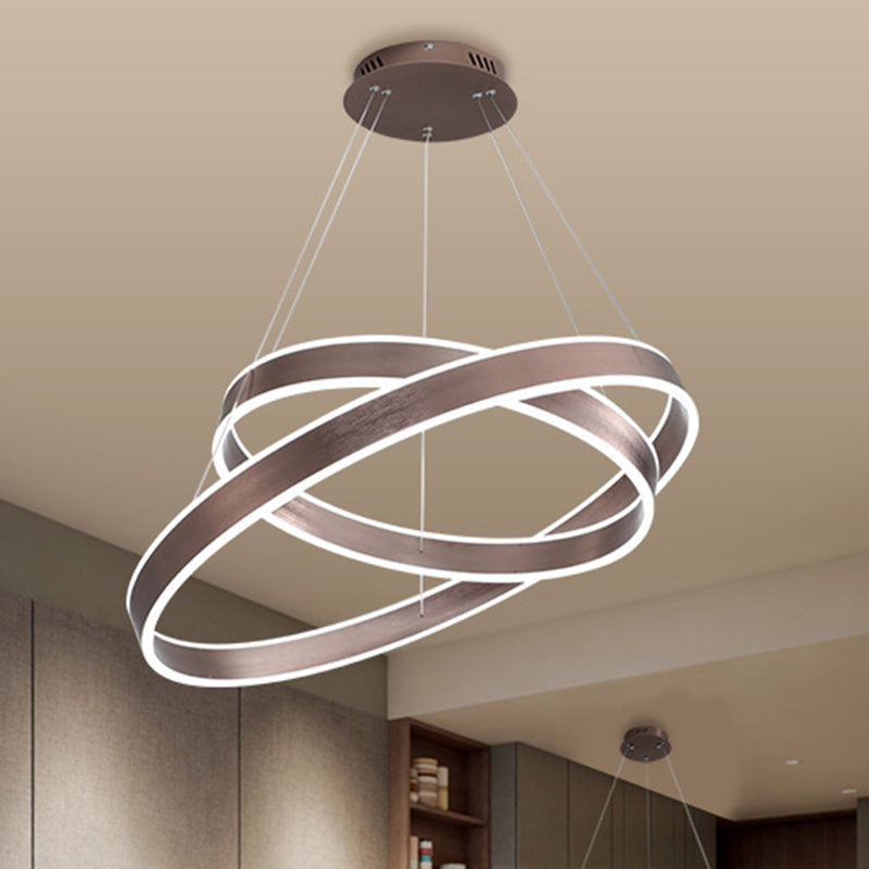 Modern Twisted Pendant Chandelier Acrylic 1/2/3 Lights Living Room Hanging Ceiling Light in Brown, Natural Light Clearhalo 'Ceiling Lights' 'Chandeliers' 'Modern Chandeliers' 'Modern' Lighting' 520972