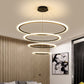 Ring Pendant Chandelier Contemporary Acrylic 1/2/3 Lights Gold Led Hanging Light Fixture in White/Warm Light 4 Black Clearhalo 'Ceiling Lights' 'Chandeliers' 'Modern Chandeliers' 'Modern' Lighting' 521004