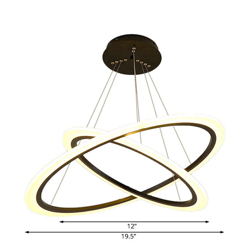 Ring Pendant Chandelier Contemporary Acrylic 1/2/3 Lights Gold Led Hanging Light Fixture in White/Warm Light Clearhalo 'Ceiling Lights' 'Chandeliers' 'Modern Chandeliers' 'Modern' Lighting' 521018