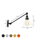Industrial Conical Sconce Light 1 Light Clear Glass Lighting Fixture in Black/Bronze/Brass, 8"/12" L Arm Clearhalo 'Art deco wall lights' 'Cast Iron' 'Glass' 'Industrial wall lights' 'Industrial' 'Middle century wall lights' 'Modern' 'Rustic wall lights' 'Tiffany' 'Traditional wall lights' 'Wall Lamps & Sconces' 'Wall Lights' Lighting' 521026
