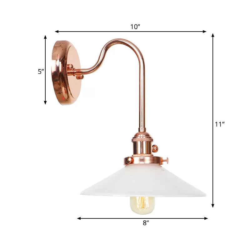 Copper Saucer/Scalloped Sconce Light Fixture Vintage White/Clear Glass 1 Light Indoor Wall Lamp Clearhalo 'Art deco wall lights' 'Cast Iron' 'Glass' 'Industrial wall lights' 'Industrial' 'Middle century wall lights' 'Modern' 'Rustic wall lights' 'Tiffany' 'Traditional wall lights' 'Wall Lamps & Sconces' 'Wall Lights' Lighting' 521287