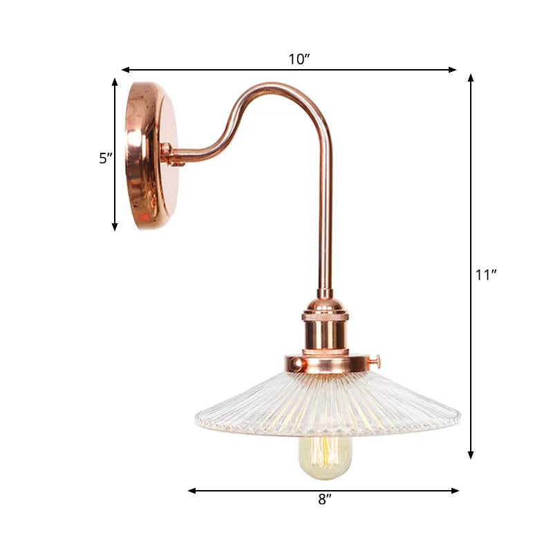 Copper Saucer/Scalloped Sconce Light Fixture Vintage White/Clear Glass 1 Light Indoor Wall Lamp Clearhalo 'Art deco wall lights' 'Cast Iron' 'Glass' 'Industrial wall lights' 'Industrial' 'Middle century wall lights' 'Modern' 'Rustic wall lights' 'Tiffany' 'Traditional wall lights' 'Wall Lamps & Sconces' 'Wall Lights' Lighting' 521296