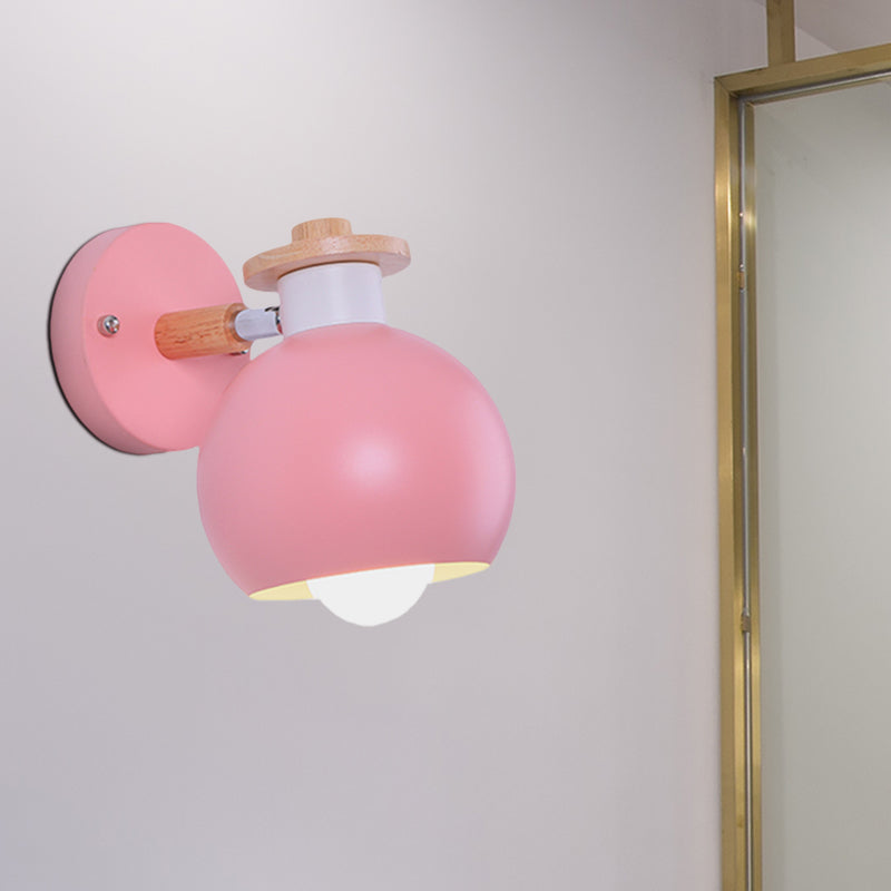 Single Light Spherical Wall Lamp Nordic Metal Sconce Light for Kindergarten Child Bedroom Clearhalo 'Wall Lamps & Sconces' 'Wall Lights' Lighting' 522438