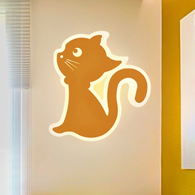 Metal Slim Kitten Wall Light Animal Macaron Colored Wall Sconce for Bedroom Kindergarten Clearhalo 'Wall Lamps & Sconces' 'Wall Lights' Lighting' 522486