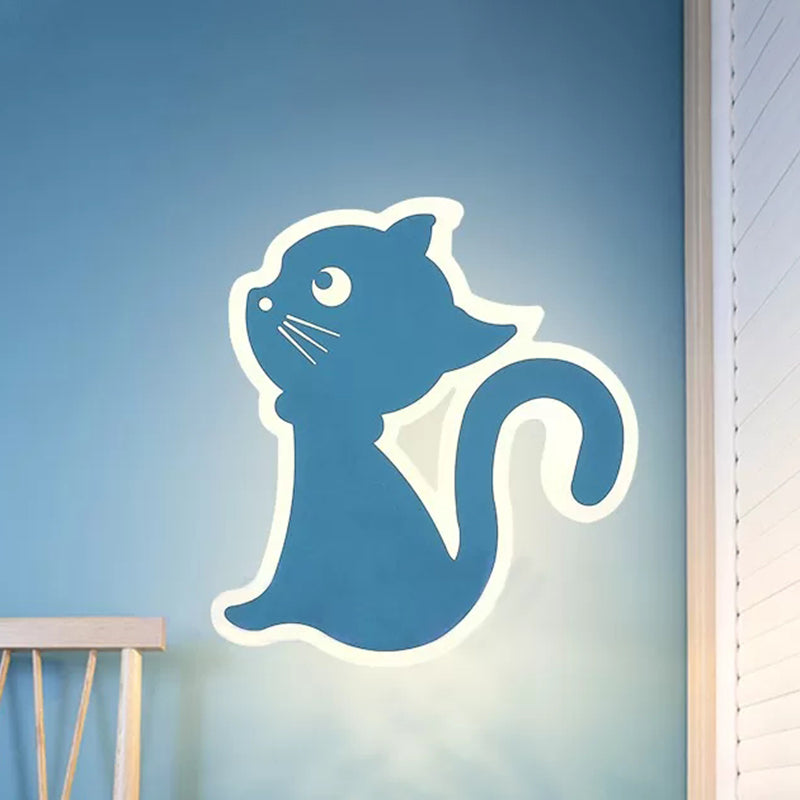 Metal Slim Kitten Wall Light Animal Macaron Colored Wall Sconce for Bedroom Kindergarten Clearhalo 'Wall Lamps & Sconces' 'Wall Lights' Lighting' 522489