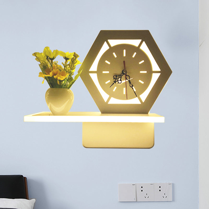 Restaurant Cafe Wall Sconce with Shelf Acrylic Modern Creative Sconce Light in White Clearhalo 'Wall Lamps & Sconces' 'Wall Lights' Lighting' 522504