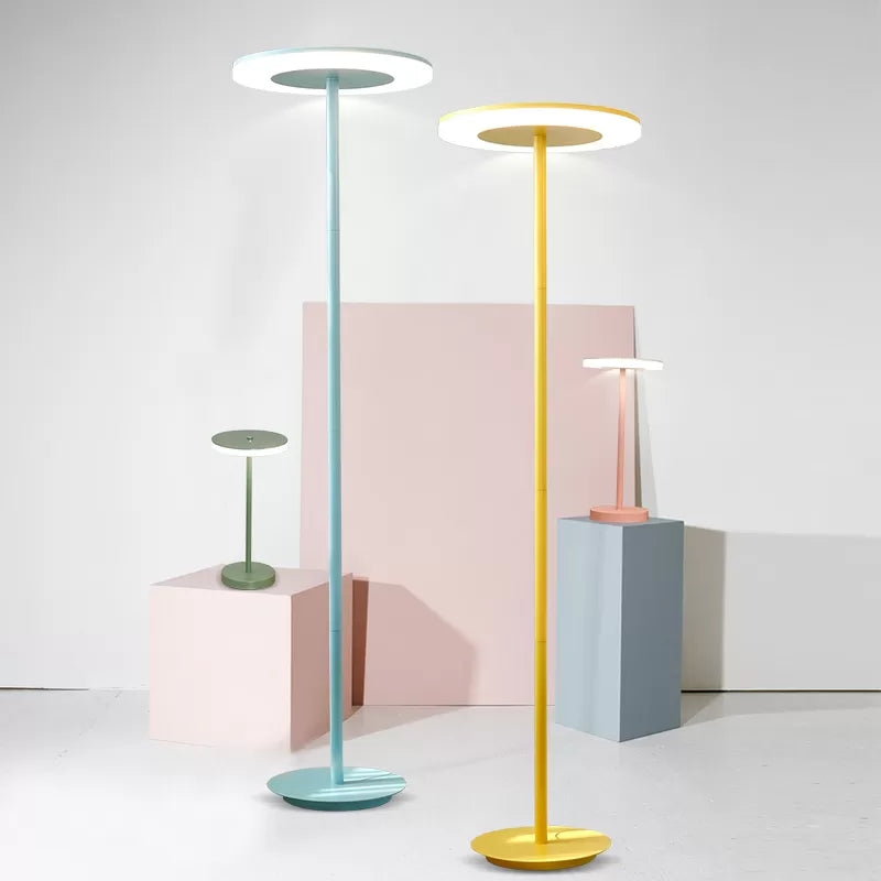 Circle Living Room Floor Lamp Metal Nordic Stylish Candy Colored Floor Light Clearhalo 'Floor Lamps' 'Lamps' Lighting' 52309