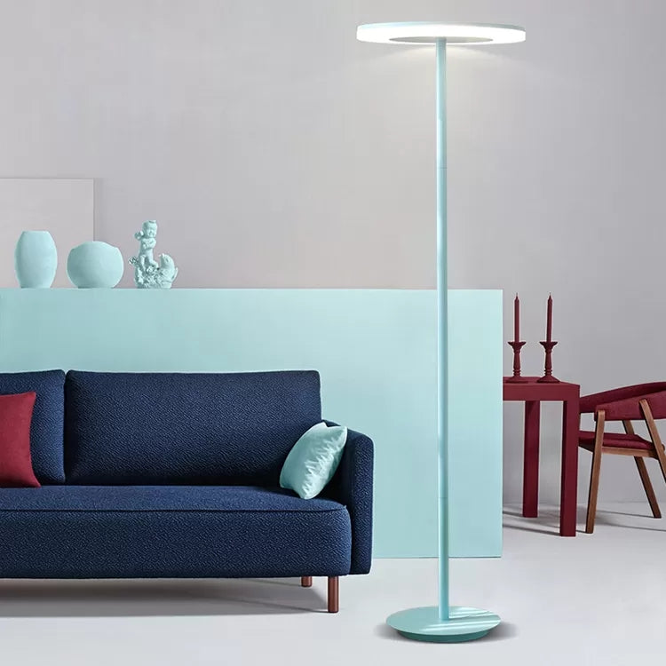 Circle Living Room Floor Lamp Metal Nordic Stylish Candy Colored Floor Light Blue Clearhalo 'Floor Lamps' 'Lamps' Lighting' 52311