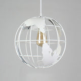 8"/12" Wide Globe Cage Metal Pendant Light Industrial 1 Light Living Room Hanging Lamp in Black/White/Pink Clearhalo 'Art Deco Pendants' 'Black' 'Cast Iron' 'Ceiling Lights' 'Ceramic' 'Crystal' 'Industrial Pendants' 'Industrial' 'Metal' 'Middle Century Pendants' 'Pendant Lights' 'Pendants' 'Rustic Pendants' 'Tiffany' Lighting' 5237