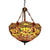 Stained Glass Grid Dome Ceiling Light Living Room Tiffany Rustic Inverted Chandelier in Yellow/Blue Yellow Clearhalo 'Ceiling Lights' 'Chandeliers' 'Close To Ceiling Lights' 'Industrial' 'Middle Century Chandeliers' 'Tiffany Chandeliers' 'Tiffany close to ceiling' 'Tiffany' Lighting' 52749
