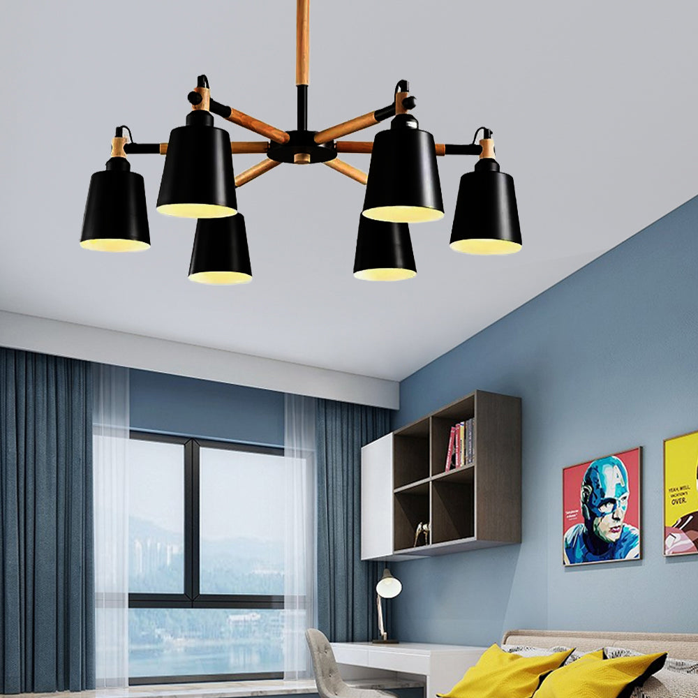 Modern Monochrome Chandelier Trapezoid Shade Six Lights Metal Hanging Light for Foyer Clearhalo 'Ceiling Lights' 'Chandeliers' Lighting' options 53225