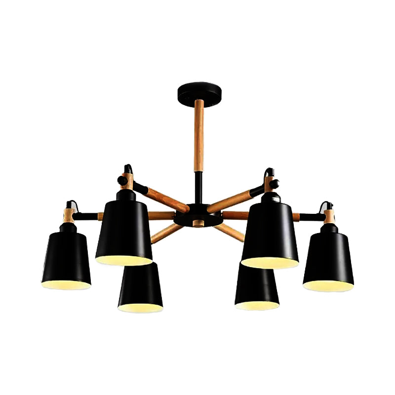 Modern Monochrome Chandelier Trapezoid Shade Six Lights Metal Hanging Light for Foyer Clearhalo 'Ceiling Lights' 'Chandeliers' Lighting' options 53227
