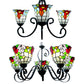 Stained Glass Bell Ceiling Pendant 3/5 Lights Tiffany Retro Loft Chandelier with Flower in Black for Hotel Clearhalo 'Ceiling Lights' 'Chandeliers' 'Industrial' 'Middle Century Chandeliers' 'Tiffany Chandeliers' 'Tiffany close to ceiling' 'Tiffany' Lighting' 53285