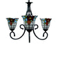 Stained Glass Bell Ceiling Pendant 3/5 Lights Tiffany Retro Loft Chandelier with Flower in Black for Hotel Clearhalo 'Ceiling Lights' 'Chandeliers' 'Industrial' 'Middle Century Chandeliers' 'Tiffany Chandeliers' 'Tiffany close to ceiling' 'Tiffany' Lighting' 53287