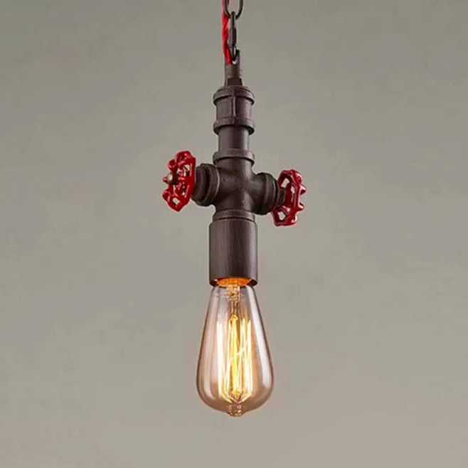 Black/Bronze Pipe Pendant Light Farmhouse Style Metal 1 Bulb Restaurant Ceiling Fixture with Valve Clearhalo 'Art Deco Pendants' 'Black' 'Cast Iron' 'Ceiling Lights' 'Ceramic' 'Crystal' 'Industrial Pendants' 'Industrial' 'Metal' 'Middle Century Pendants' 'Pendant Lights' 'Pendants' 'Rustic Pendants' 'Tiffany' Lighting' 5342