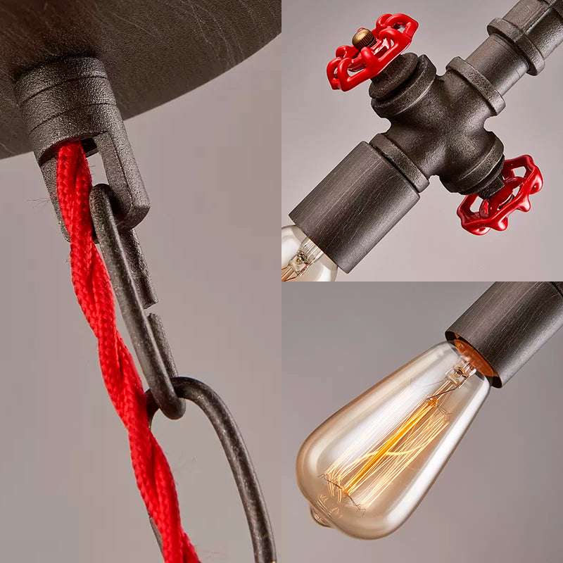 Black/Bronze Pipe Pendant Light Farmhouse Style Metal 1 Bulb Restaurant Ceiling Fixture with Valve Clearhalo 'Art Deco Pendants' 'Black' 'Cast Iron' 'Ceiling Lights' 'Ceramic' 'Crystal' 'Industrial Pendants' 'Industrial' 'Metal' 'Middle Century Pendants' 'Pendant Lights' 'Pendants' 'Rustic Pendants' 'Tiffany' Lighting' 5344