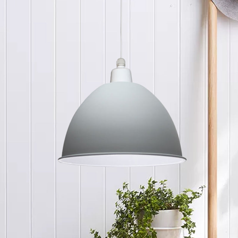 1 Bulb Dining Room Hanging Light Nordic Style Grey/Pink Suspended Pendant Lamp with Dome Metal Shade Clearhalo 'Ceiling Lights' 'Modern Pendants' 'Modern' 'Pendant Lights' 'Pendants' Lighting' 536664