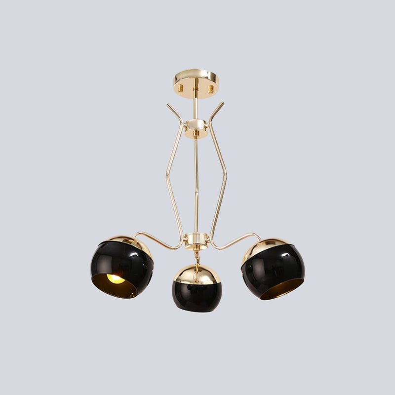 Metal Dome Hanging Lighting Modern Nordic Style 3/6-Head Chandelier Pendant Lamp in Black Clearhalo 'Ceiling Lights' 'Chandeliers' 'Modern Chandeliers' 'Modern' Lighting' 536762