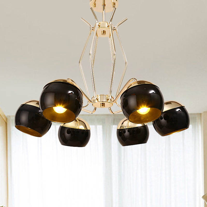 Metal Dome Hanging Lighting Modern Nordic Style 3/6-Head Chandelier Pendant Lamp in Black 6 Black Clearhalo 'Ceiling Lights' 'Chandeliers' 'Modern Chandeliers' 'Modern' Lighting' 536764