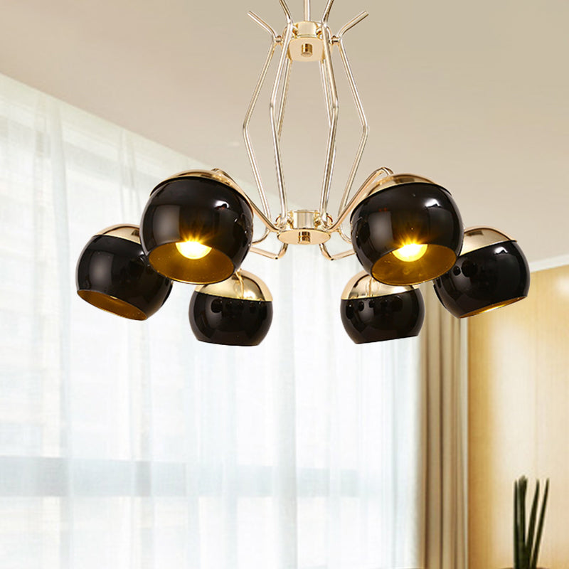 Metal Dome Hanging Lighting Modern Nordic Style 3/6-Head Chandelier Pendant Lamp in Black Clearhalo 'Ceiling Lights' 'Chandeliers' 'Modern Chandeliers' 'Modern' Lighting' 536765