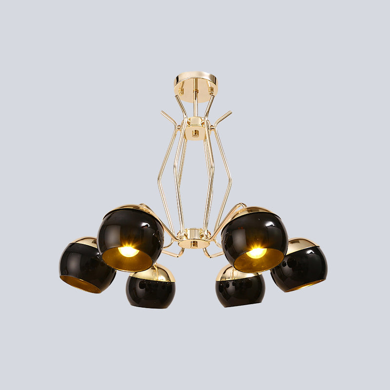 Metal Dome Hanging Lighting Modern Nordic Style 3/6-Head Chandelier Pendant Lamp in Black Clearhalo 'Ceiling Lights' 'Chandeliers' 'Modern Chandeliers' 'Modern' Lighting' 536767