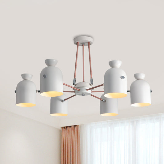 Metallic Half-Capsule Hanging Lighting Modern Nordic Style 6-Head Chandelier Lamp in White White Clearhalo 'Ceiling Lights' 'Chandeliers' 'Modern Chandeliers' 'Modern' Lighting' 536789